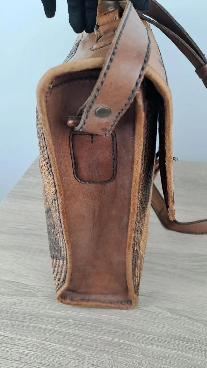 Gevlochten tas met klep / Vintage Boheems / Bruin / Uniseks / Rotan leer / 150 – photo 6